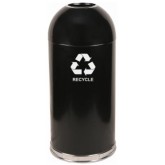 WITT Metal Open Top Dome Indoor Recycling Receptacle - 15 gallon, ​​​​​​​Black